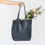 Navy Soft Leather Tote Shopper, thumbnail 2 of 11