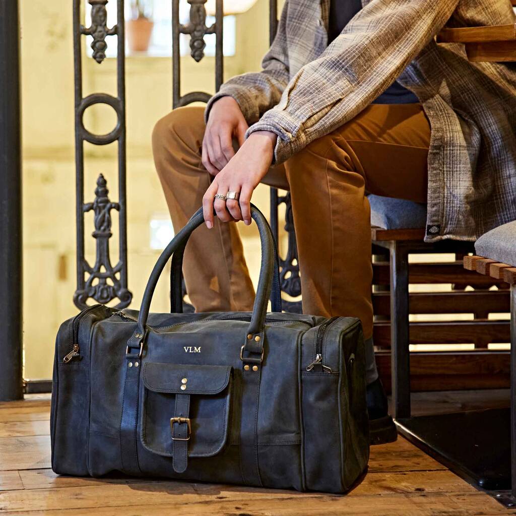 Personalised Buffalo Leather Holdall W/ Zipped Pockets, 1 of 7
