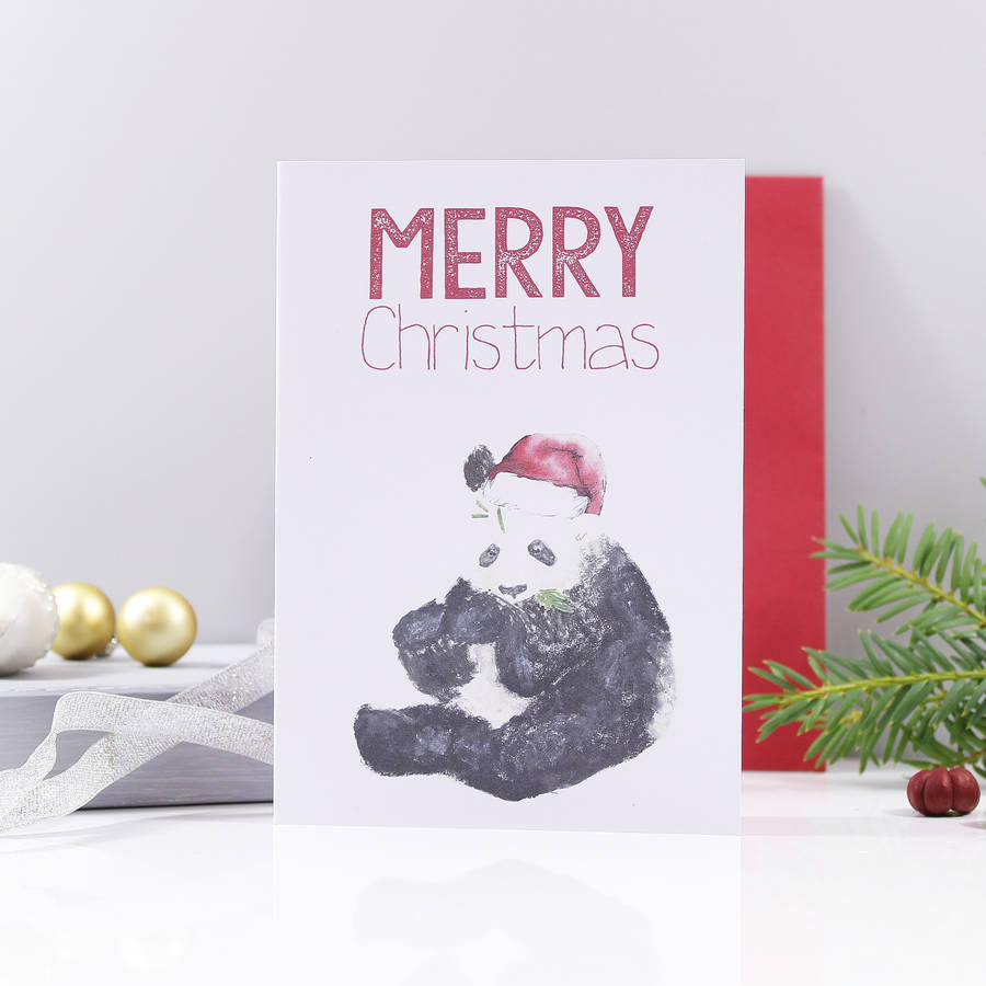 Santa Hat Panda Christmas Card, 1 of 2