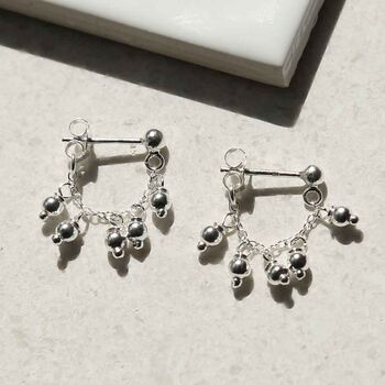 Sterling Silver Hanging Lanterns Chain Studs, 3 of 5