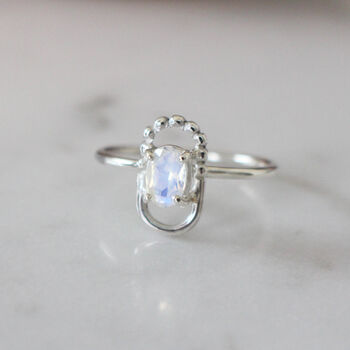 Etta Oval Moonstone 9ct Gold Halo Ring, 7 of 7