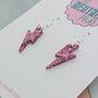Small Vibrant Pink Glitter Lightning Bolt Earrings / Hot Pink Barbiecore Jewellery / 2000s Aesthetic Jewellery, thumbnail 5 of 5