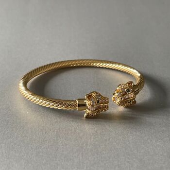 Gold Tone Jewelled Head Panther Bracelet Cuff, 2 of 2