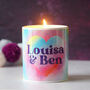 Personalised Tie Dye Rainbow Heart Candle, thumbnail 2 of 2