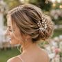 Pearl And Ceramic Flower Bridal Hair Pin, thumbnail 1 of 12