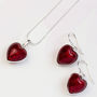 Heart Necklace And Earring Set In Murano Glass, thumbnail 1 of 12