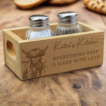 Personalised Highland Cow Mini Wooden Storage Crate, 3 of 5