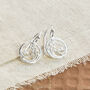 Sterling Silver White Horse Wave Dangly Earrings, thumbnail 3 of 4