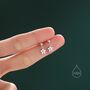 Sterling Silver Dainty Cz Flower Drop Stud Earrings, thumbnail 3 of 12