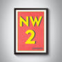 Nw2 Willesden London Typography Postcode Print, thumbnail 4 of 10