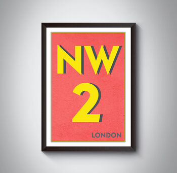 Nw2 Willesden London Typography Postcode Print, 4 of 10