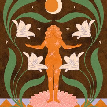 Lunar Blossom, Floral Mindfulness Bohemian Celestial Moon Art Print, 3 of 3