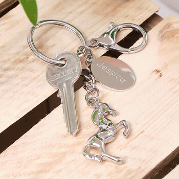 Personalised Horse Keyring With Engraved Charm, 2 of 5