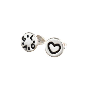 Handmade 'Love Heart' Round Silver Stud Earrings, 2 of 4