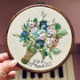 Personalised Hand Embroidered Wedding Bouquet Keepsake Cotton 2nd Anniversary Gift, thumbnail 1 of 11