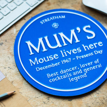 Personalised Blue Plaque Mouse Mat For Mum, 3 of 5