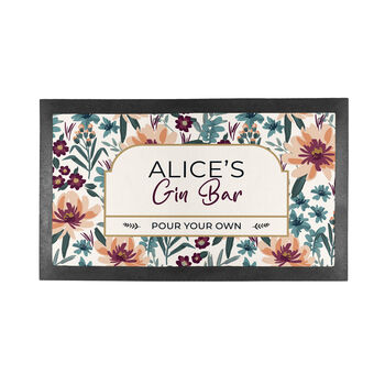 Personalised Floral Gin Bar Mat, 4 of 5