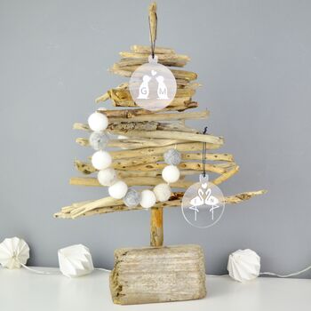 Couples Personalised Christmas Tree Decoration With Kissing Penguins, 5 of 12