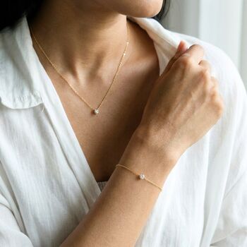 Dainty Solitaire Diamond Bracelet Gold, 5 of 9