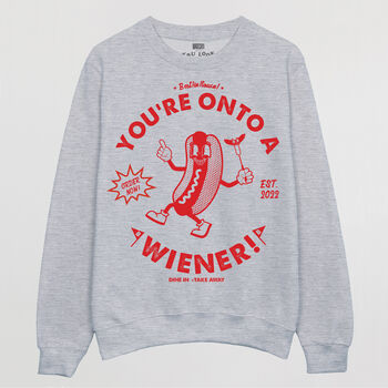 You’re Onto A Wiener Men’s Hot Dog Graphic Sweatshirt, 3 of 3
