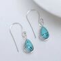 Sterling Silver Dangly Turquoise Teardrop Earrings, thumbnail 3 of 5