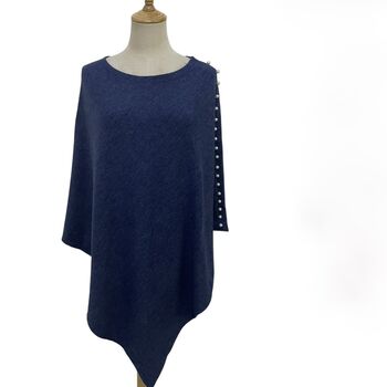 Wool Knit Poncho With Pearls, 5 of 10