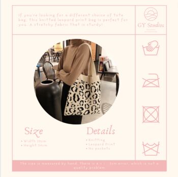 Knitted Leopard Print Large Shoulder Bag, 4 of 5