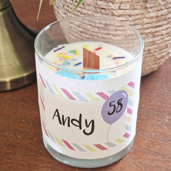 Personalised Birthday Cake Sprinkles Scented Candle, 3 of 11