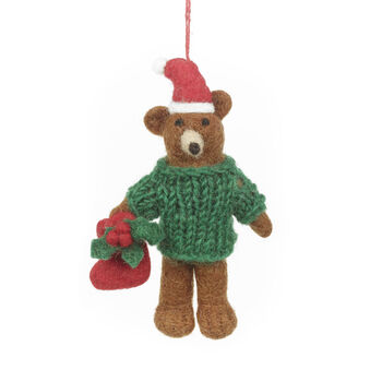 Handmade Felt Claus The Christmas Bear, 2 of 4