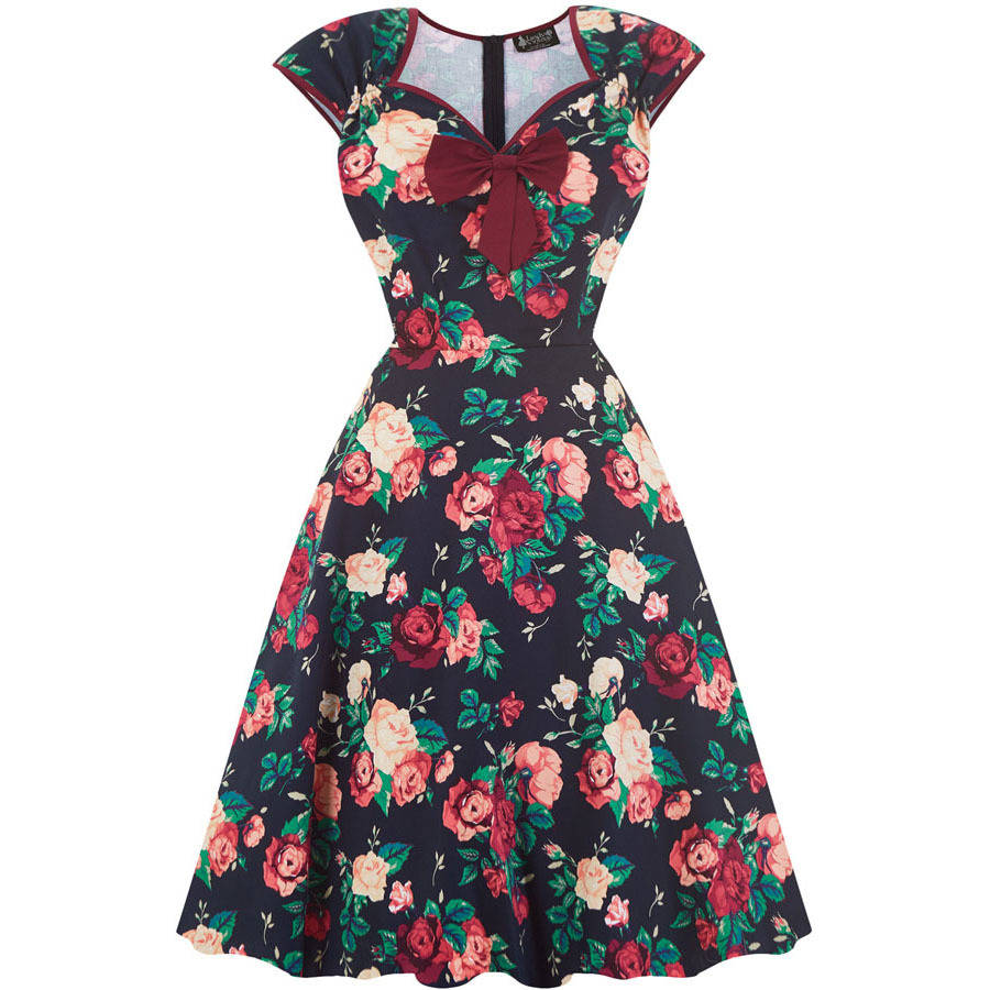 1950s Vintage Style Winter Floral Isabella Swing Dress By Lady Vintage ...