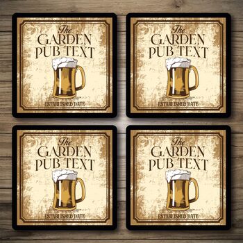 Personalised Bar Runner And Coasters Garden Pub, 3 of 8