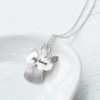 Silver And Gold Fingerprint Angel Memorial Necklace, 3 of 6