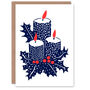 Pillar Candles Holly Plant Leaves Xmas Christmas Card, thumbnail 1 of 4