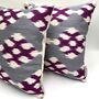 Square Ikat Silk Cushion Grey And Purple Weave, thumbnail 2 of 7