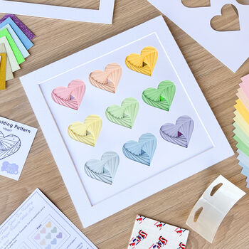 Nine Paper Hearts Craft Kit Pastels | Iris Folding, 4 of 5