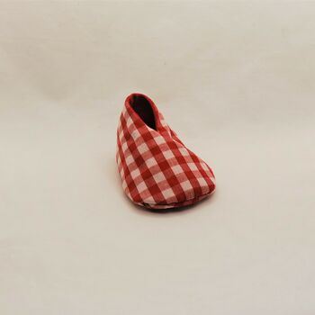Red Gingham Fabric Eco Baby Shoes, Baby's Gift, 6 of 8