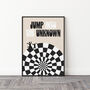 Checkered Jump Into The Unknown Typographic Print, thumbnail 3 of 4