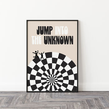 Checkered Jump Into The Unknown Typographic Print, 3 of 4