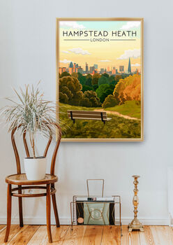 Hampstead Heath London Skyline Travel Poster Art Print, 5 of 8