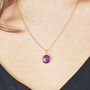 18ct Gold Plated Glowing Amethyst February Necklace, thumbnail 2 of 4