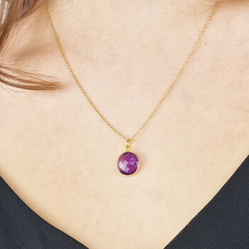 18ct Gold Plated Glowing Amethyst February Necklace, 2 of 4