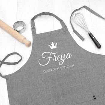 Personalised Contemporary Queen Of The Kitchen Apron, 4 of 12