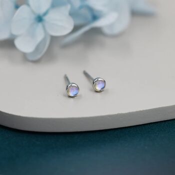 Moonstone Stud Earrings In Sterling Silver, 3 of 12