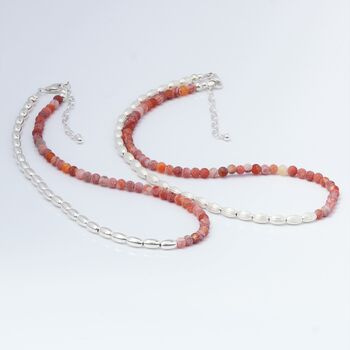 Orange Crackle Agate And Sterling Silver Beaded Necklace Or Double Bracelet, 8 of 11