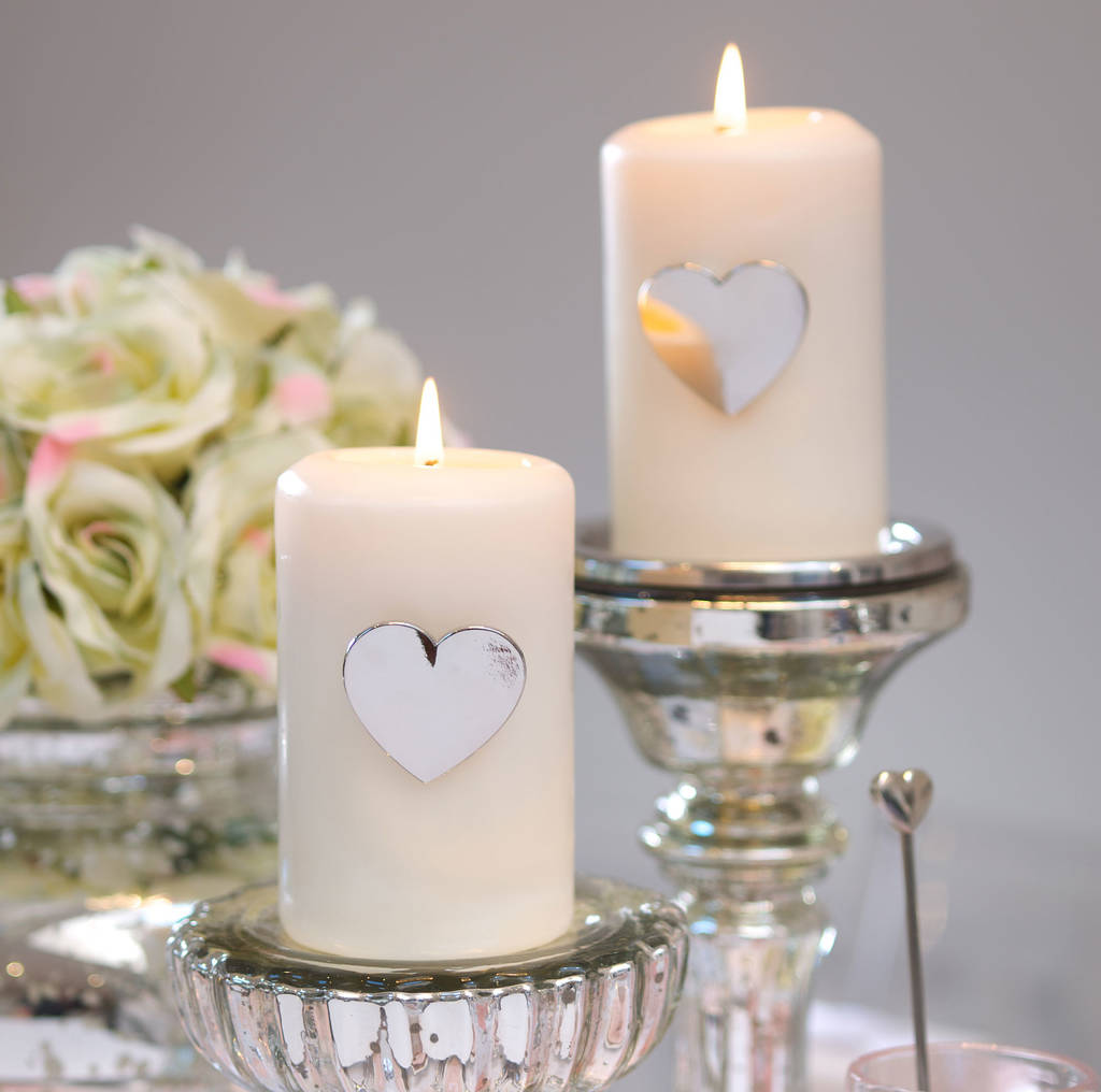 set of two silver heart candle pins by ella james