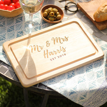 Personalised Mr And Mrs Chopping Board Wedding Gift, 3 of 8