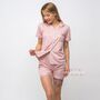 Pink Stripe Soft Cotton Night Suit Shorts Pyjama Set, thumbnail 4 of 7