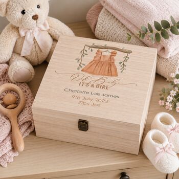 Personalised Baby Girl Dress Keepsake Gift Box, 3 of 4