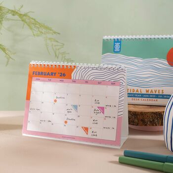 Academic Year A5 Desk Calendar 2025 2026 | Tidal Waves, 3 of 8