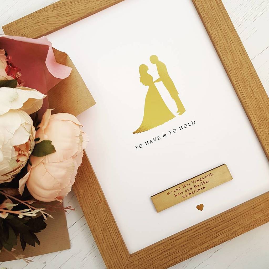 Gold Foil Personalised Bride And Groom Wedding Day Gift By Design by Eleven